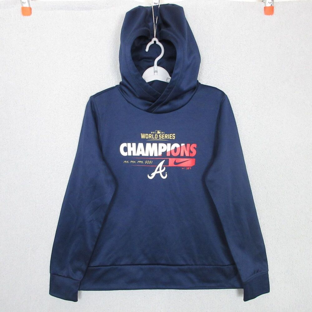Nike‎ Hoodie Large World Series Champions 2021 Atlanta Braves Navy Pullover